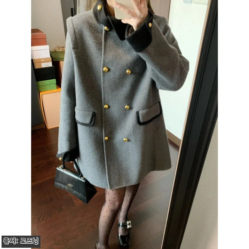 가오리핏 코트 케이프 그레이, 하객룩 고민할 때 눈여겨볼 금장단추 루즈핏 아우터 9 가오리핏 코트 케이프 그레이, 하객룩 관련 이미지 2