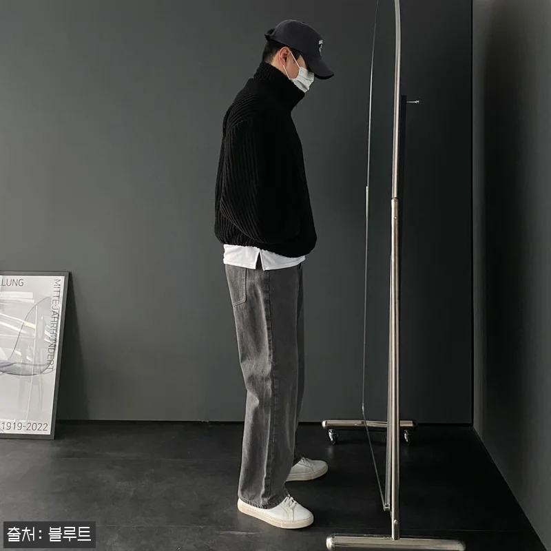 남자와이드청바지 남자연청바지 흑청바지 관련 이미지 5