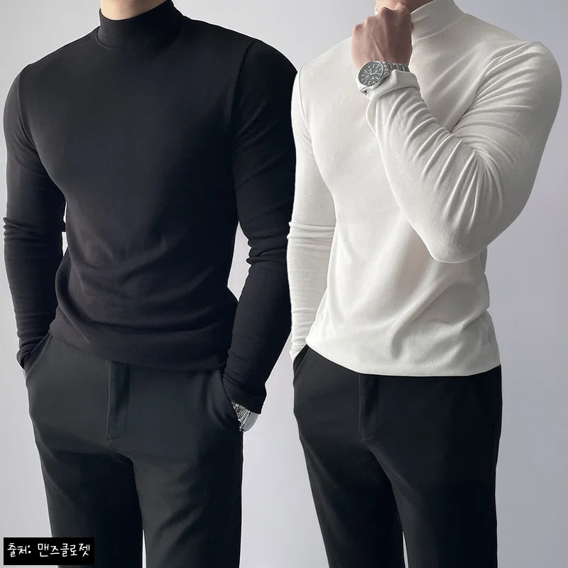 1+1 남자목티 남자반목티 기모목폴라 머슬핏긴팔, 겨울 데일리 이너로 눈여겨볼 이유