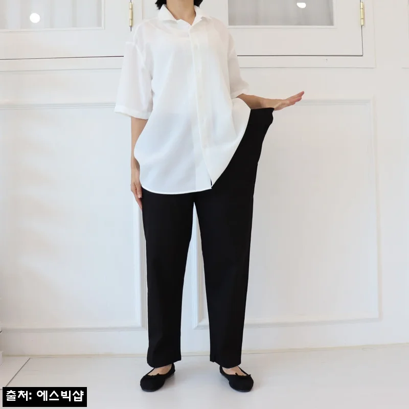 빅사이즈 자체제작 스판 일자 바지 15,900원, 허리 밴딩 팬츠 구매 전 사이즈표 꼭 체크한 이유