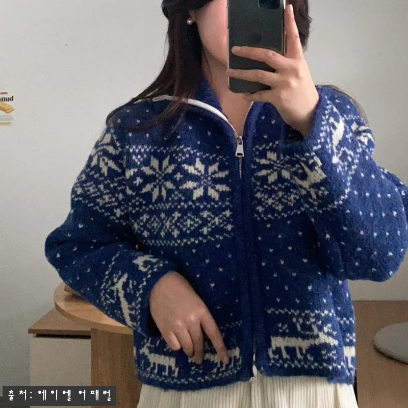 노르딕가디건 노르딕니트집업 눈꽃 도톰 관련 이미지 1