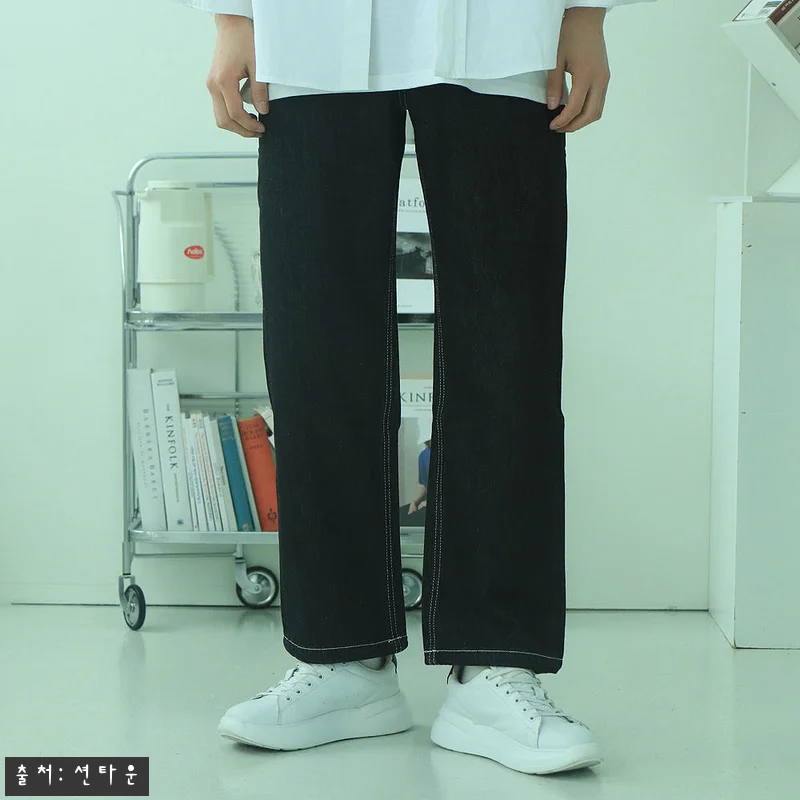 남자와이드청바지 통큰바지 생지데님 밴딩 남자와이드팬츠, 기장·핏 변주가 돋보이는 데일리 이슈템 4 남자와이드청바지 통큰바지 생지데님 밴 관련 이미지 1