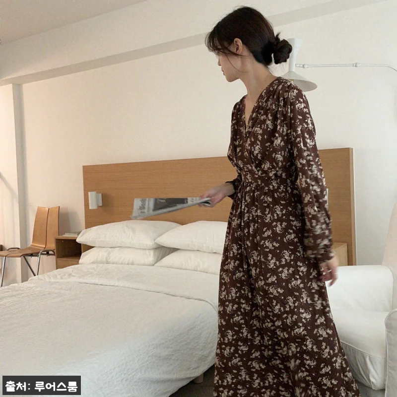 리코 루즈핏 브이넥 플라워 맥시 롱 원피스, 허리스트링·포켓까지 챙긴 이슈템 9 리코 루즈핏 브이넥 플라워 맥시 롱 관련 이미지 2