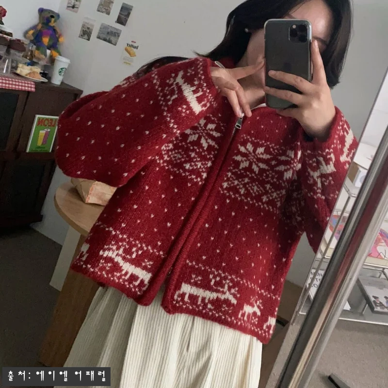 노르딕가디건 노르딕니트집업 눈꽃 도톰 관련 이미지 3