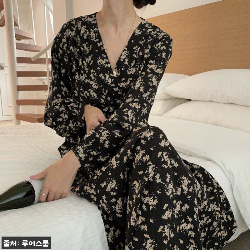 리코 루즈핏 브이넥 플라워 맥시 롱 원피스, 허리스트링·포켓까지 챙긴 이슈템 11 리코 루즈핏 브이넥 플라워 맥시 롱 관련 이미지 4