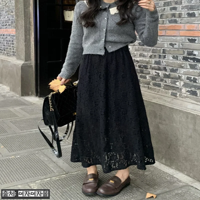 여자여자몰 따뜻한 안감 기모 자수 A라인 롱스커트, 겨울 레이스룩에 딱인 이슈템 15 여자여자몰 따뜻한 안감 기모 자수 A 관련 이미지 4