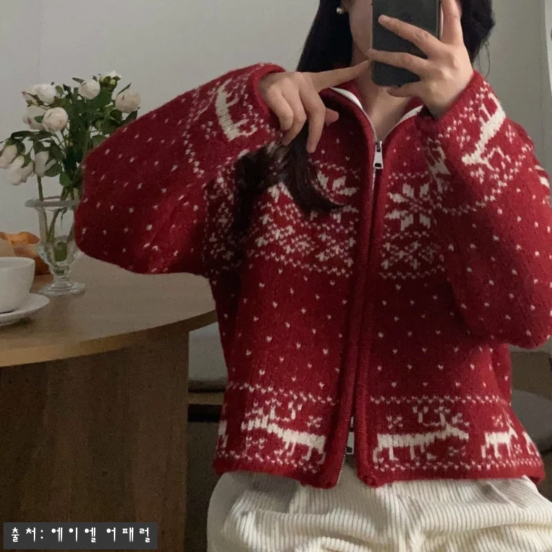 노르딕가디건 노르딕니트집업 눈꽃 도톰 관련 이미지 4