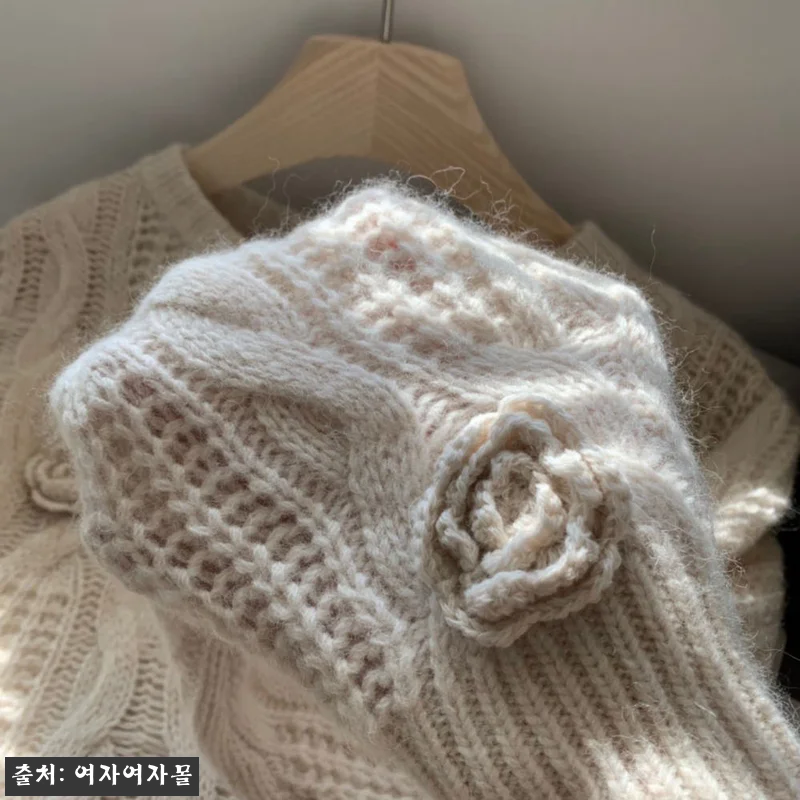 여자여자몰 입체플라워 꽈배기니트티, 관련 이미지 4