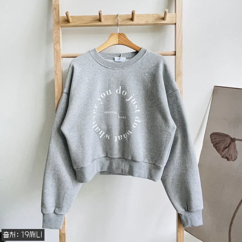기모 여성 에버 레터링 루즈핏 크롭 관련 이미지 5