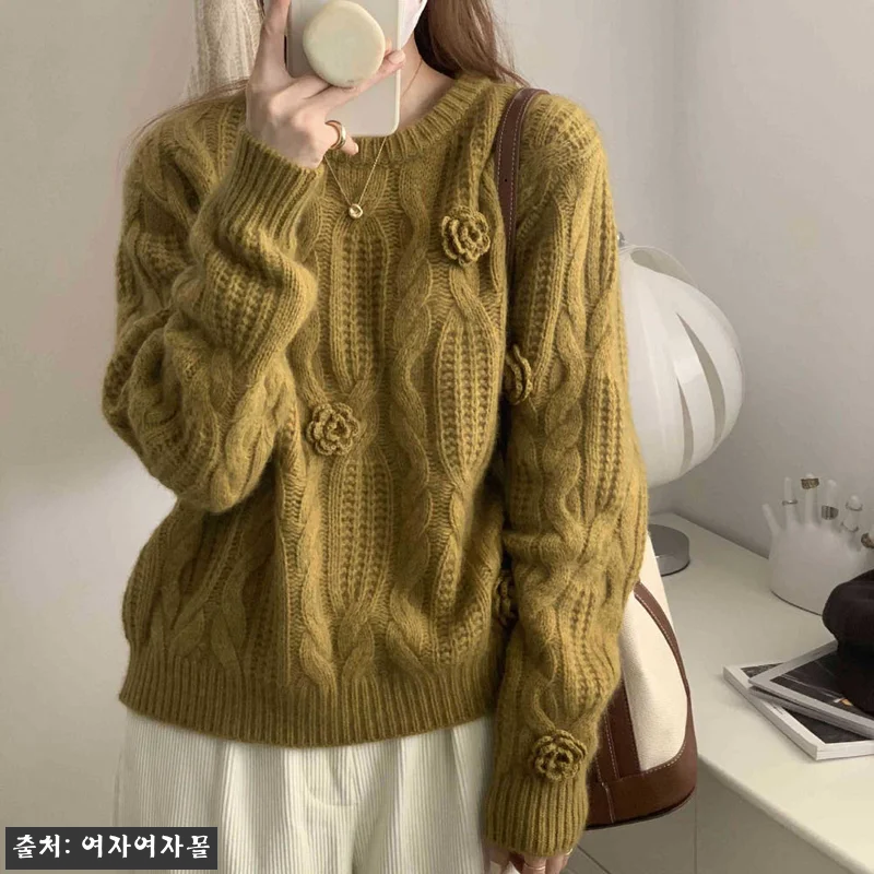 여자여자몰 입체플라워 꽈배기니트티, 관련 이미지 6
