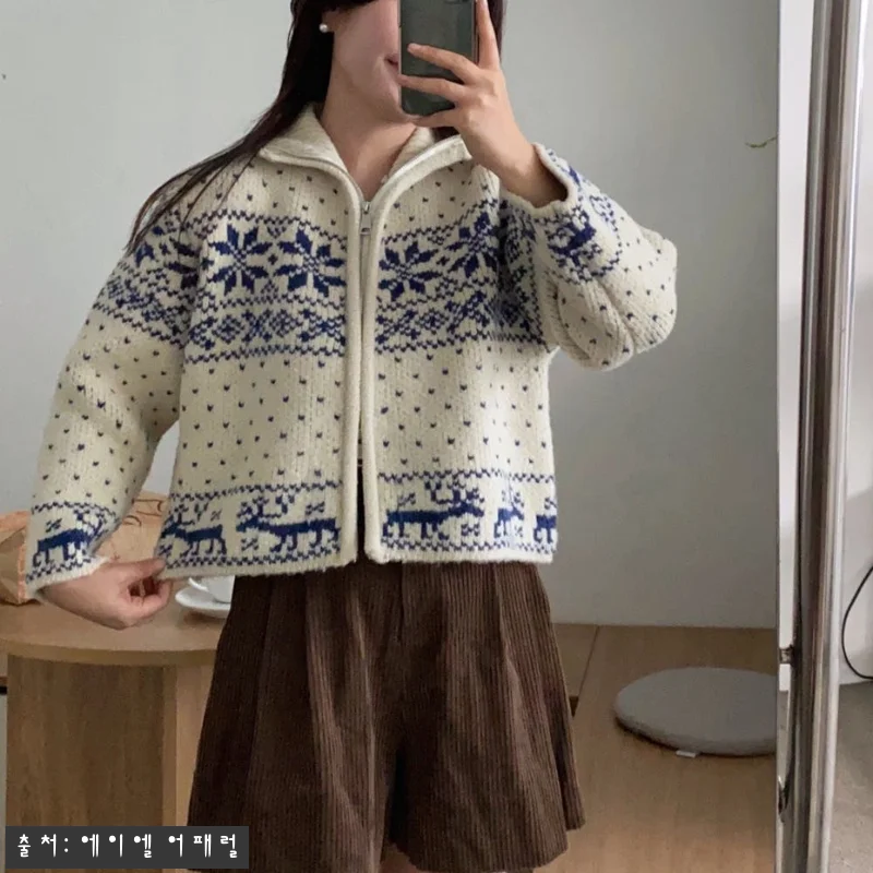 노르딕가디건 노르딕니트집업 눈꽃 도톰 관련 이미지 7