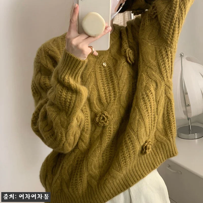 여자여자몰 입체플라워 꽈배기니트티, 관련 이미지 7