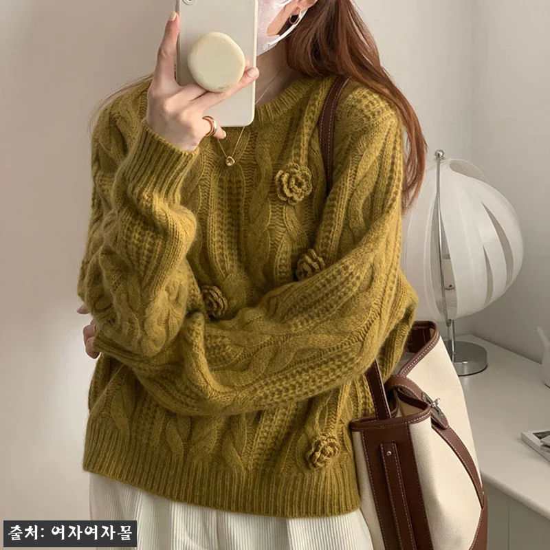 여자여자몰 입체플라워 꽈배기니트티, 관련 이미지 8