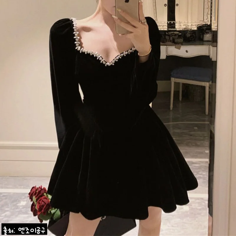 마이데몬 김유정 벨벳 원피스, 연말 파티룩으로 눈여겨볼 블랙 원피스 구매 체크 후기