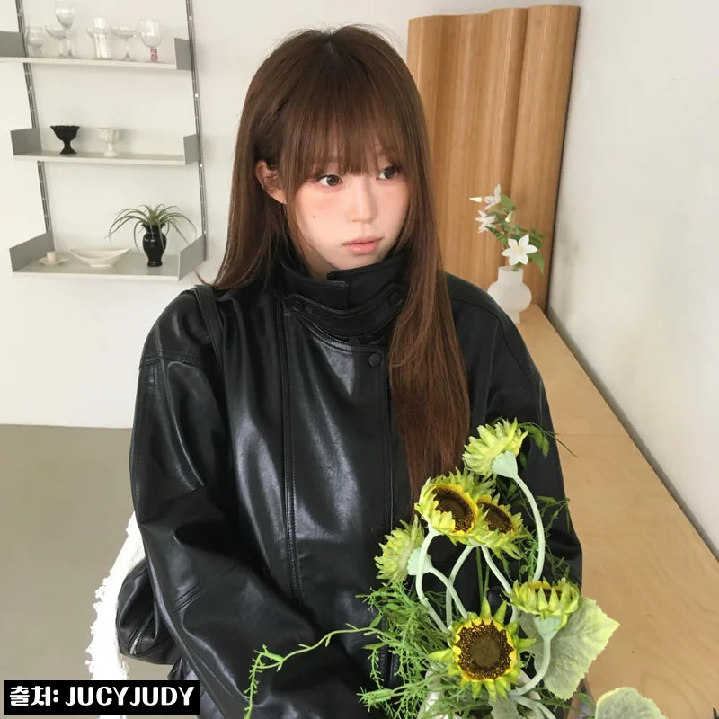 쥬시쥬디 페이크레더자켓 J1JK624A 찐후기 체크포인트, 밑단 스트링 하나로 분위기 달라지는 가을 아우터