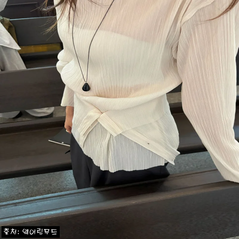 웨어링무드 바스켓 헤더 플리츠 블라우스, 우아한 반목 무드로 눈여겨본 이슈템
