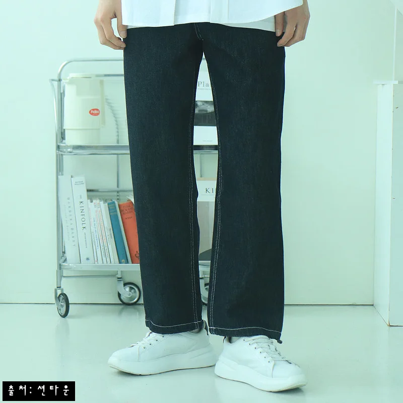 남자와이드청바지 통큰바지 생지데님 밴딩 남자와이드팬츠, 기장·핏 변주가 돋보이는 데일리 이슈템