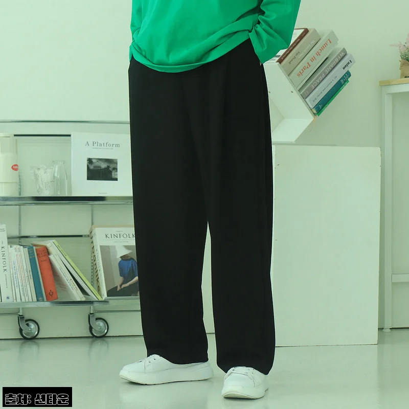남자와이드팬츠 커플 밴딩 통큰바지 남자면바지, 데일리로 눈여겨볼 3단 쭈리 와이드핏