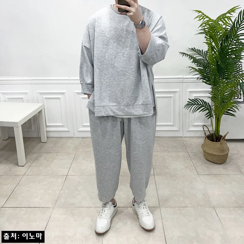 남자 여름 트레이닝복 오버핏 스트릿 네오프렌 8부 와이드 츄리닝세트, 5만원대 셋업으로 눈여겨볼 이슈템